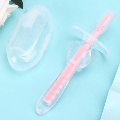 Cute Toothbrush Brush Tooth Cleaning Infant Baby(Pink)