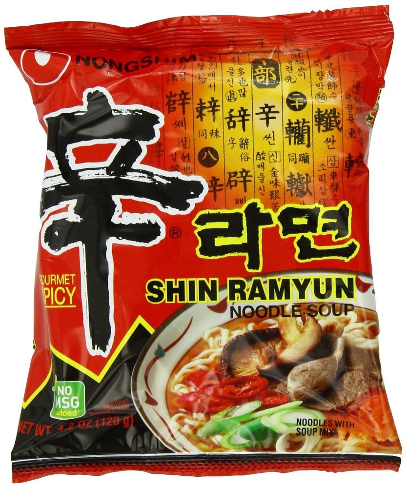 nongshim Shin Ramyun Noodle Soup Gourmet Spicy No Msg 16/4.2 Ounce - PACK OF 3