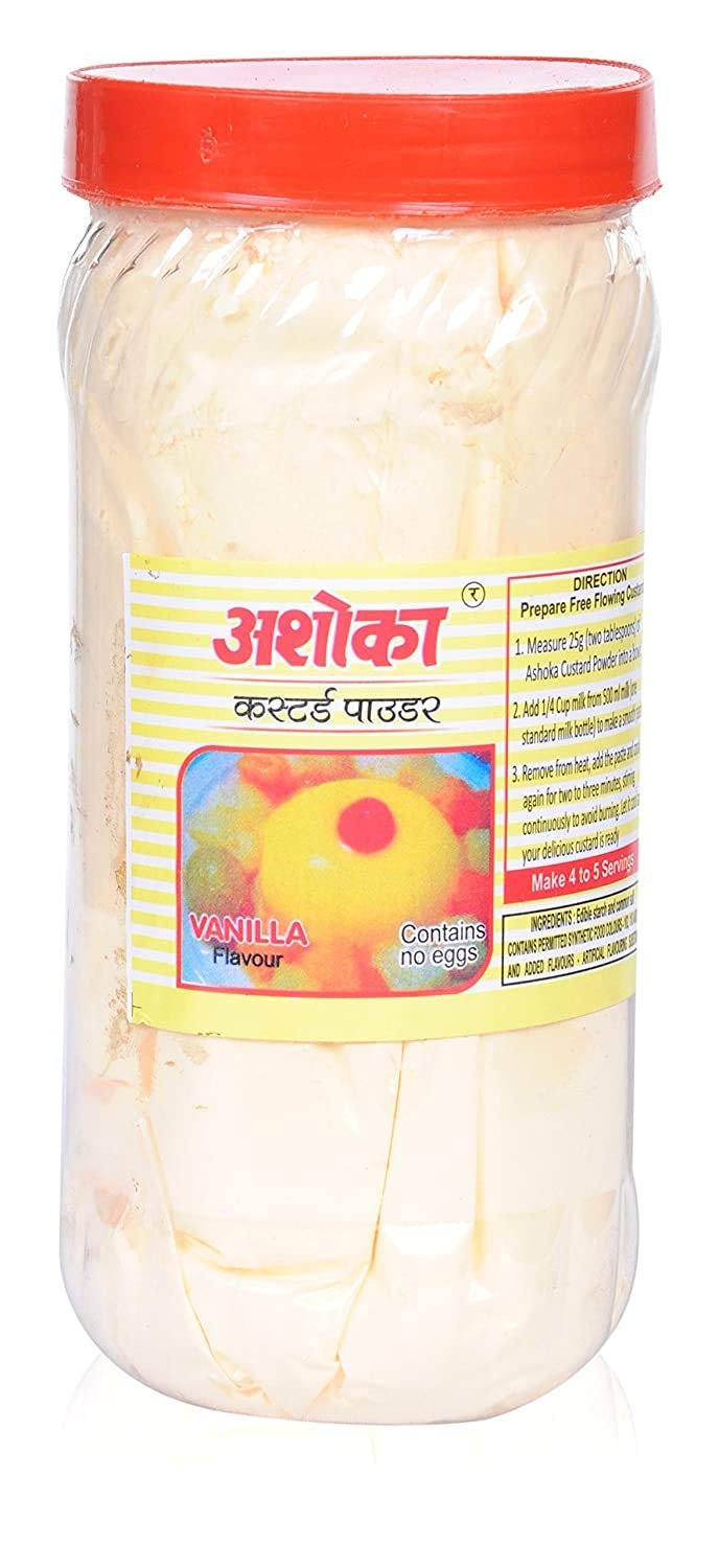 ASHOKA Vanilla Custard Powder - Makes Smooth, Creamy and Delicious Vanilla Flavour Custard, Used for Fruit Salads and Puddings, 400g Each (Pack of 10)
