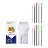 Ezprogear 8 mm 5.75 Inch Short Stainless Steel Reusable Drinking Wide Straw 8 Pack Short Straw with Silicone Tips and Canvas Bag (8 Short) view 1