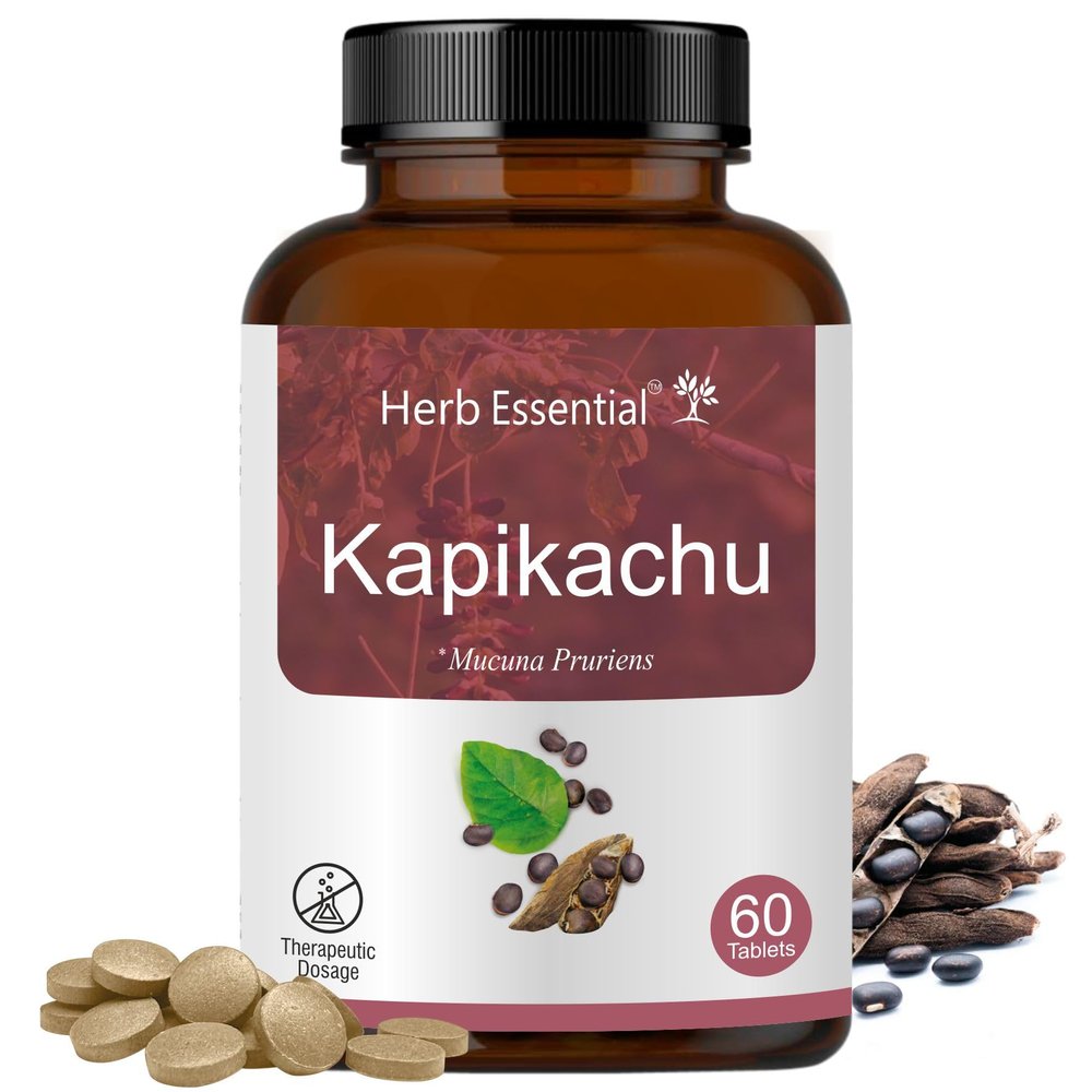 Herb Essential Kapikachu Tablets (Mucuna Pruriens) 500mg, 60 tablets | 100% Pure,Natural Herbs Extracts