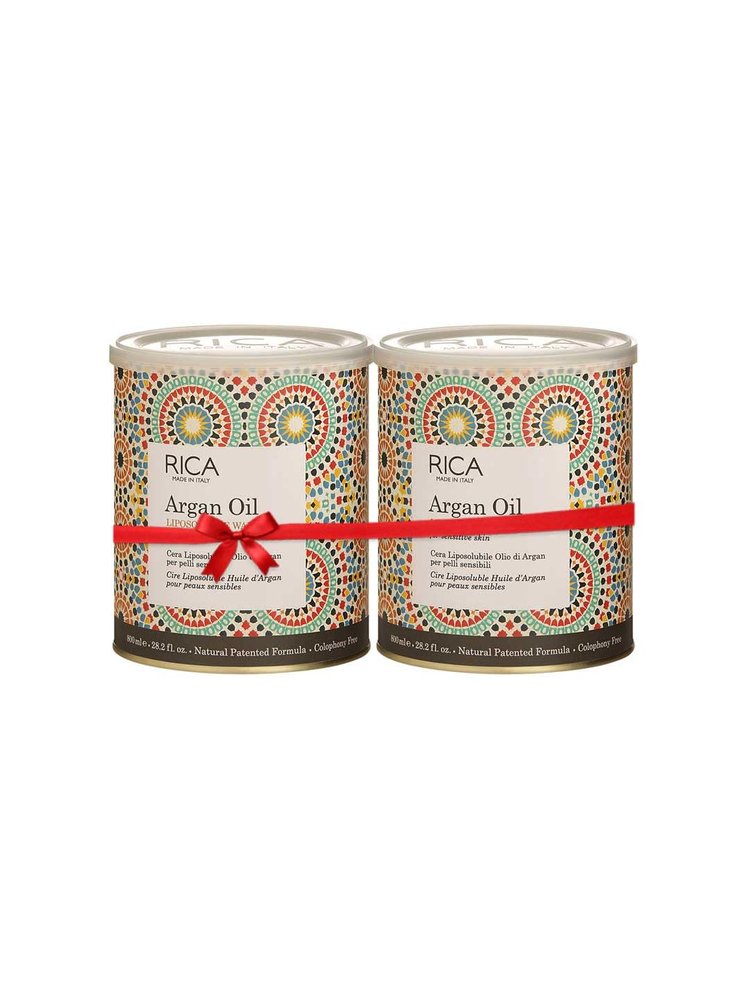 Rica Argan Oil Liposoluble Painless Hair Removal Wax For Men & Women| Quick & Easy Tan Removal Waxing for Sensitive Skin| 800 ml, Pack of 2