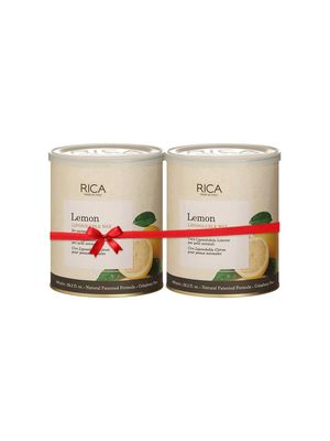 Rica Lemon Liposoluble Painless Hair Removal Wax for Men & Women | Quick & Easy Tan Removal Waxing for Normal Skin | 800ml, Pack of 2