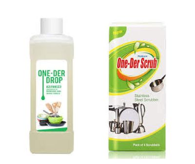 Modicare One-Der Drop Advanced Concentrated Dish Washing Liquid Original Formula 500ml + One Der Scrub (Pack of 4 Pcs) Combo Pack