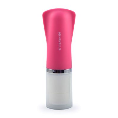 Havells Lady Facial Hair Remover | Rotary Blades for Clean and Smooth Touch for Upper Lips, Chin & Cheeks | Wet & Dry Use | Battery Powered | Mirror Included | Hot Pink | FD5000