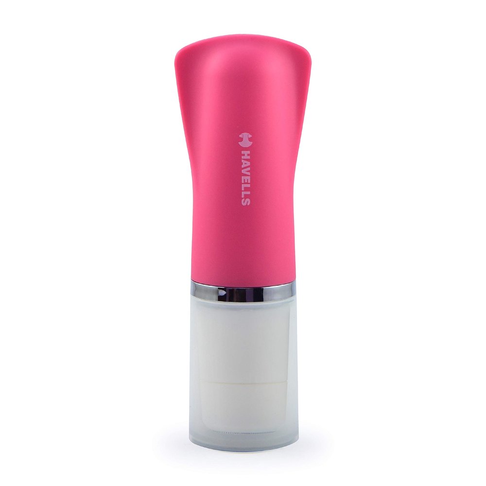 Havells Lady Facial Hair Remover | Rotary Blades for Clean and Smooth Touch for Upper Lips, Chin & Cheeks | Wet & Dry Use | Battery Powered | Mirror Included | Hot Pink | FD5000