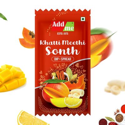 Add me Chutney Sonth sachet 48 packs | Khatti Meethi Chatni Pouch | Bhelpuri Pani Puri Chatni Pouch | Samosa Chaat Travel Pack | Khatti Meethi Chutney Pouchs Blister 576gm