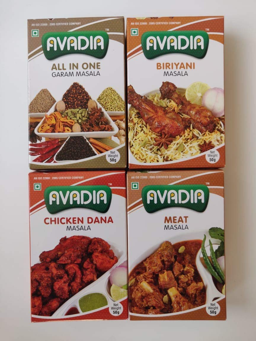 Avadia non veg combo(meat masala, all in one masala, chicken dana masala, biriyani masala) - 50 grm