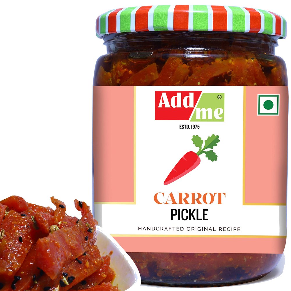 Add me Carrot Pickle Gajar ka khatta Achar 500gm Home Made Pickles Glass Jar