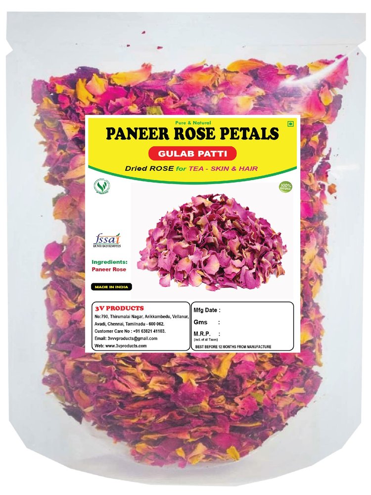 3V PRODUCTS Rose Petals Sun Dried 200g | Gulab Patti - Food Edible - Herbal Tea