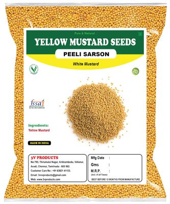 3V PRODUCTS Yellow Mustard Seeds 300g | Peeli Sarson | White Mustard | Sarso Seeds