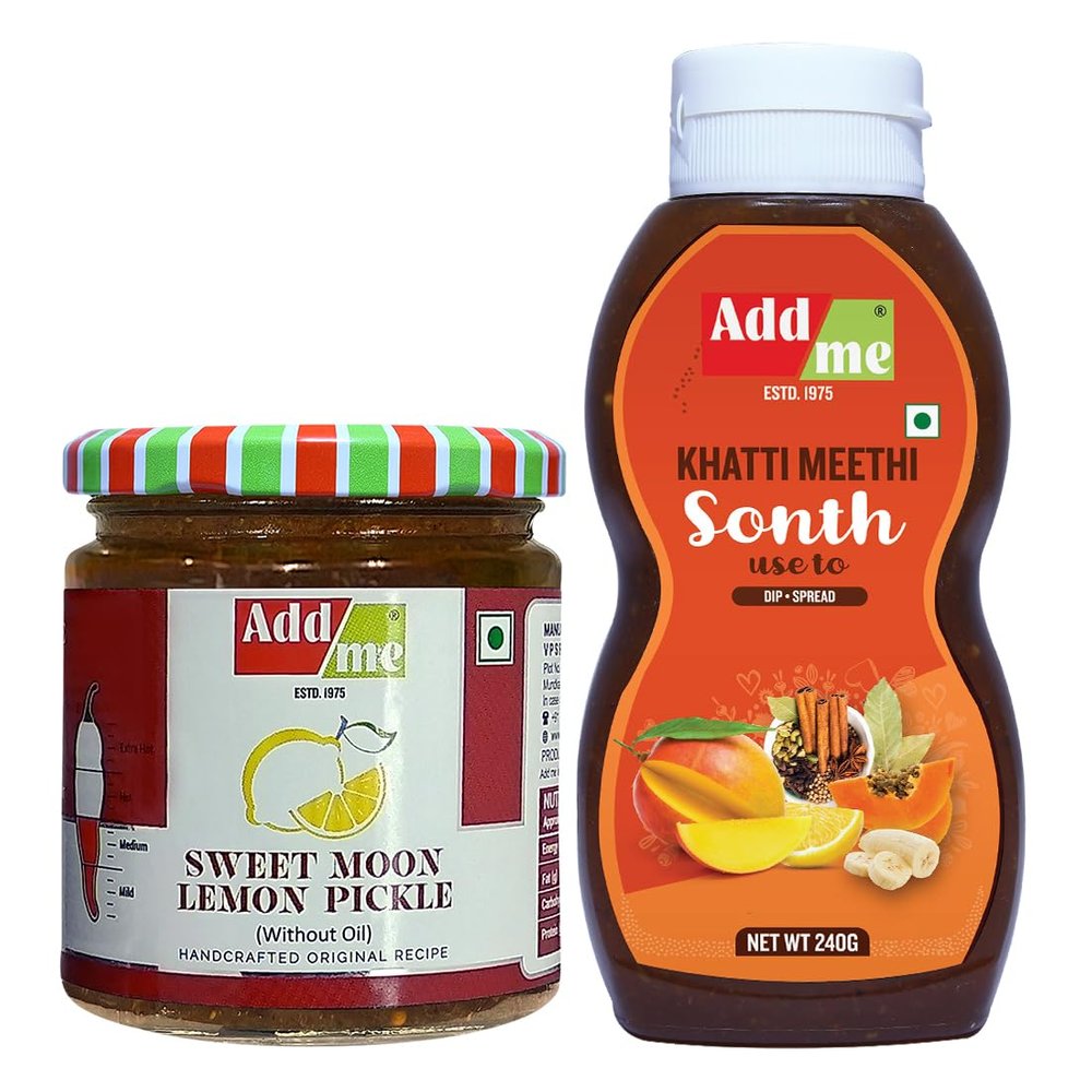Add me Homemade Tasty nimbu ka Achar Lemon Pickle Without Oil 350 gm & Khatti Meethi sonth Chutney 240 gm samosa chatni