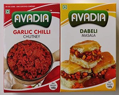 Avadia veg combo(dabeli masala, garlic chilly chutney) - 100 gram,Authentic taste,gujrati kutchi masala,COMBO