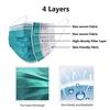 Disposable 4 Ply Single Use Surgical Face Mask (Pack of 50), Elastic Earloops, Green view 3