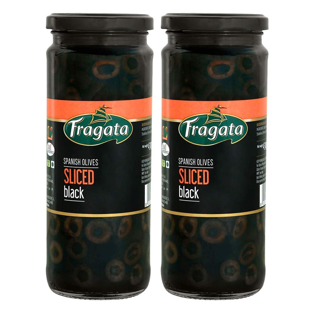 Fragata Olives Sliced Black 440g (Ideal for Pizzas and Salads) Pack of 2