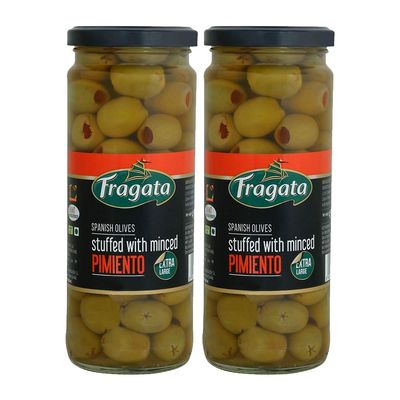 Fragata Spanish Olives Stuffed with Minced Pimiento 450g | Combo Pack of 2 | Spanish Olives | Gluten-Free | Olives for Pizza, Salads and Pasta