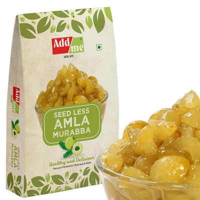 Add me Seed Less Amla Murabba Awla 1kg without Sugar Syrup Vacuum Pack Sweet and Fresh 1 kg | Handmade Awla Muraba | Indian Gooseberry Natural Sweet Snacks | Immunit Booster