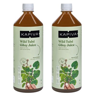 Kapiva Wild Tulsi Giloy Juice (2L) | Fresh Tulsi and Neem-grown Giloy to Support Immune Health - Super Saver Pack of 2