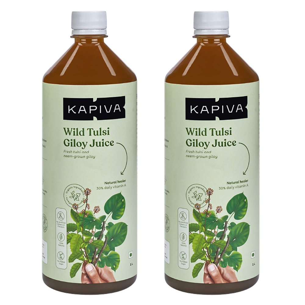 Kapiva Wild Tulsi Giloy Juice (2L) | Fresh Tulsi and Neem-grown Giloy to Support Immune Health - Super Saver Pack of 2