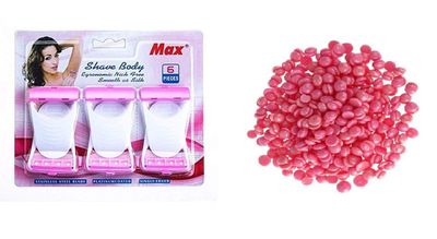 Disposable 6 Blades Body & Bikini Shaving Razor For Women And Hair Remover Wax Beans 100 G
