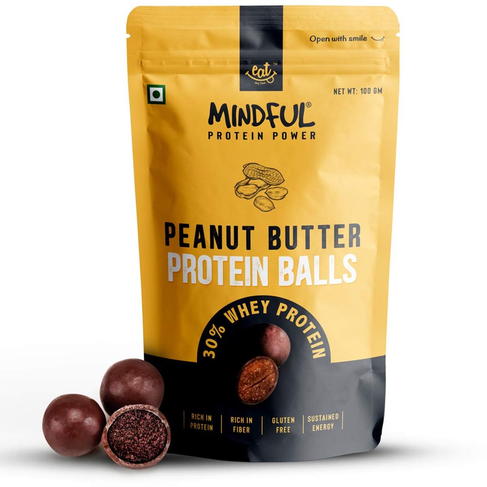Eat Anytime Protein Balls Peanut Butter, 100g (Pack of 3) | 30% Whey Protein, High Fiber | No Added Sugar, Gluten-Free Snack