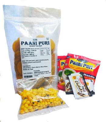 ADH Golgappa/Panipuri/ papad with(Free PANI Masala &Chutney Pouch) 400 GMS
