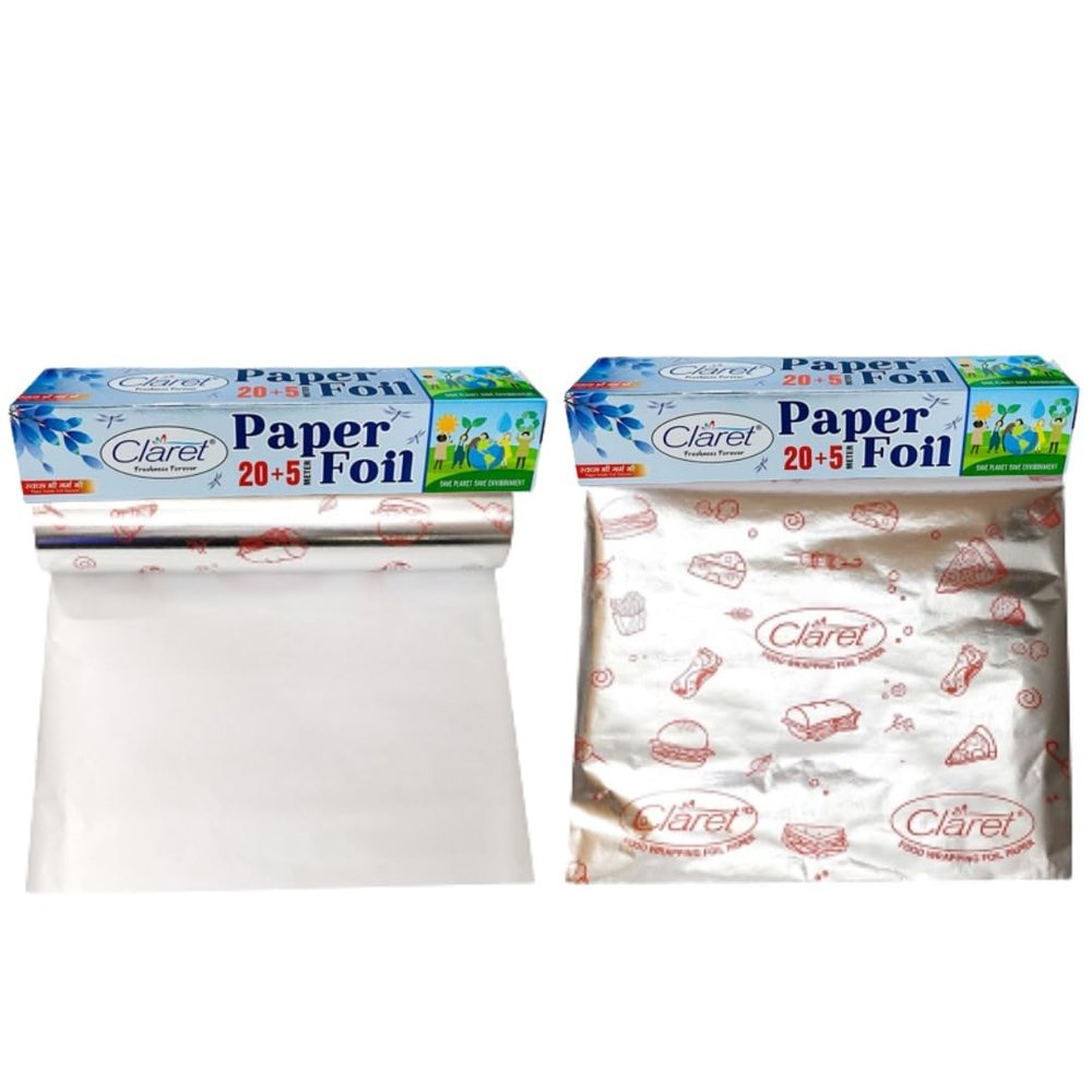 Claret Multipurpose Foil Paper - Hygienic 20+5 Meter Roll for Keeping Food Warm - Pack of 2