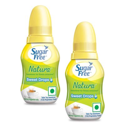 Sugar Free Natura, Drops 10ml (Pack of 2) | Equivalent to Sweetness from 1Kg Sugar | 100% Safe| Scientifically Proven & Tested|Sweet like Sugar but with zero calories|