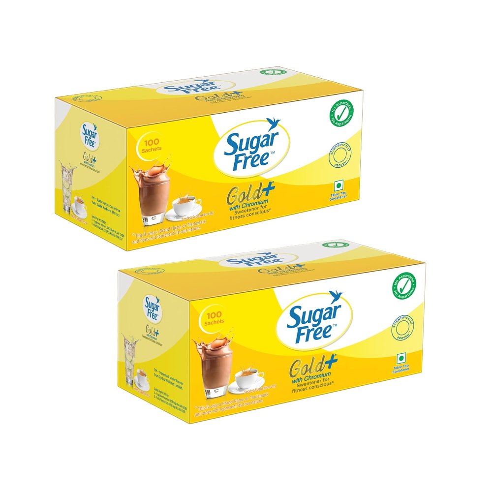 Sugar Free Gold, 100 Sachets (Pack Of 2) | India S No.1 Sweetner| Sweet Like Sugar With Low Calories| Scientifically Proven & Tested..