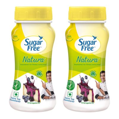 Sugar Free Natura, 100g, Jar (Pack of 2) | Equivalent to Sweetness from 1Kg Sugar |100% Safe| Scientifically Proven & Tested|Sweet like Sugar but with zero calories|