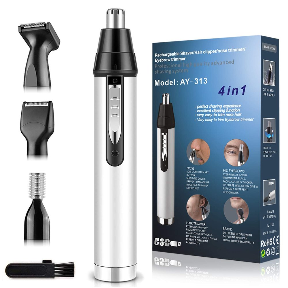 Cleanfly Ear and Nose Hair Trimmer for Men,Professional USB Rechargeable Nostril Nasal Hair Vacuum Cleaning System (Modal -1) (Modal-1), Grey