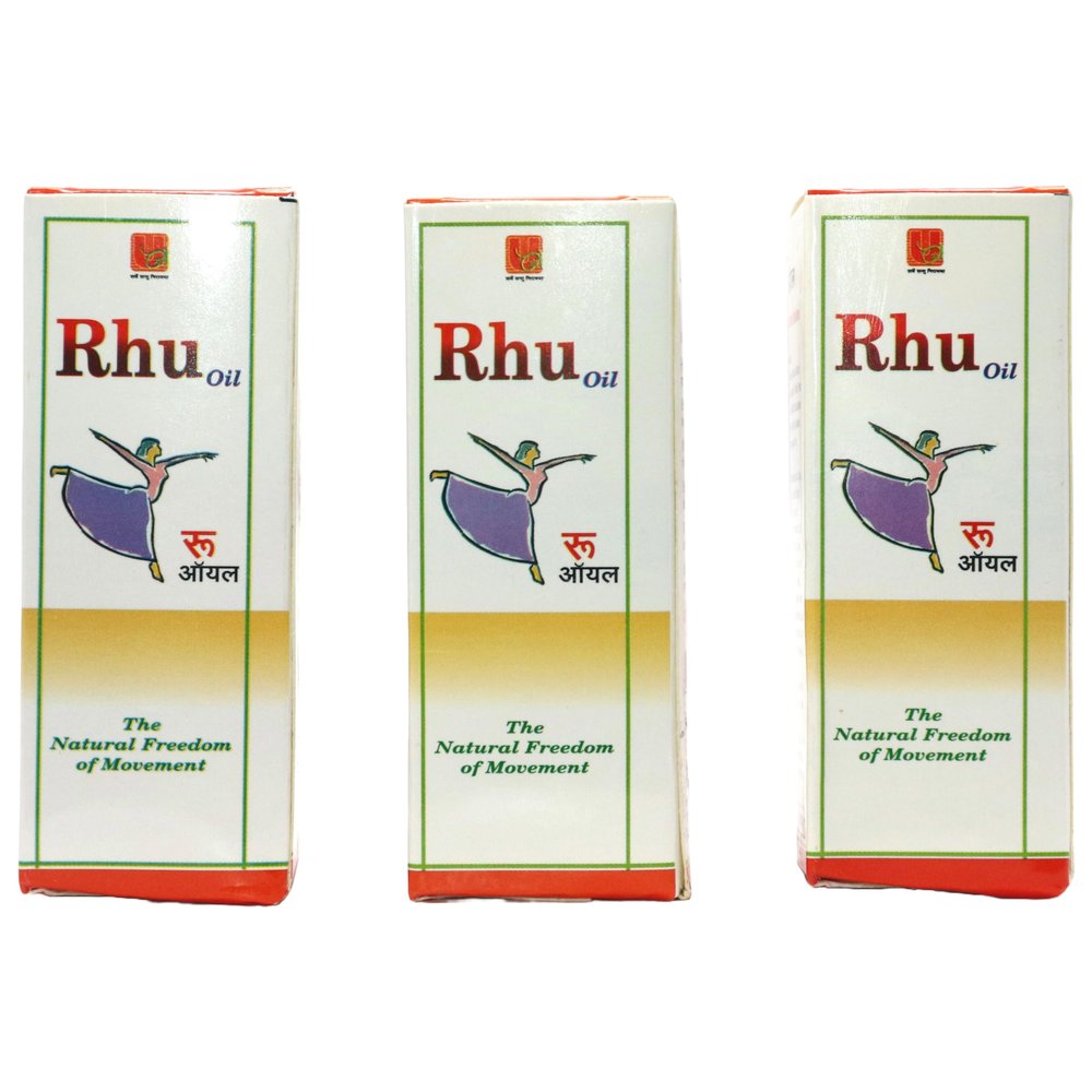 RHU OIL 60 ML (3 PACK OF 60 ML)  Ayurvedic Preparation  Relieves joint and muscular pain  Anti-inflammatory  Analgesic Properties  Anti-rheumatic