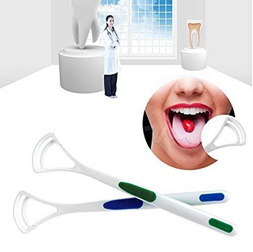 GPNT Oral Dental Tongue Cleaner Plastic Brush Scraper, Standard - Pack of 2