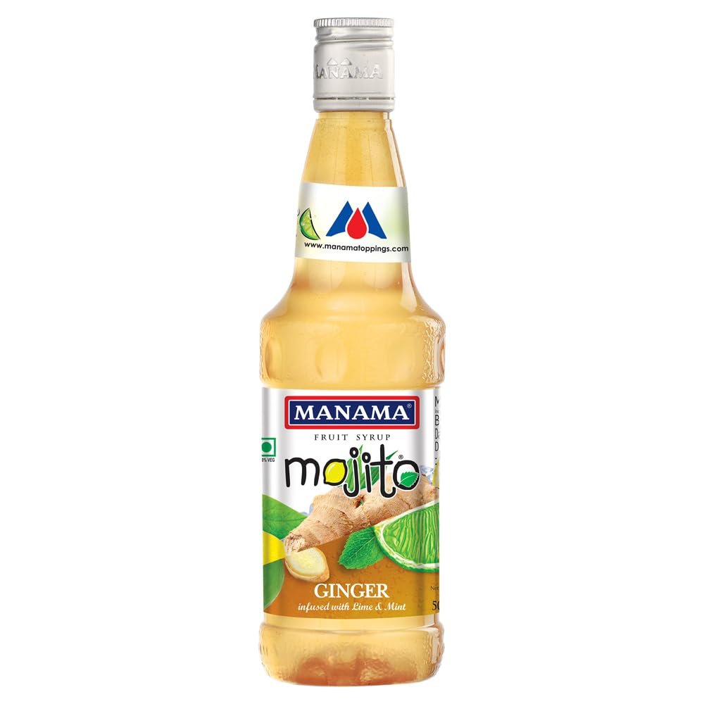 Manama Ginger Mojito Syrup 500ML for Cocktails and Mocktails, Ginger Syrup