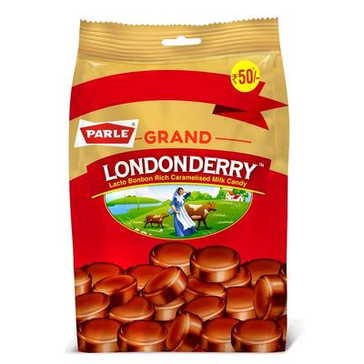 Parle Grand Caramel Londonderry Pouch, 198g - 217.8 Grams (Item Weight May Vary)
