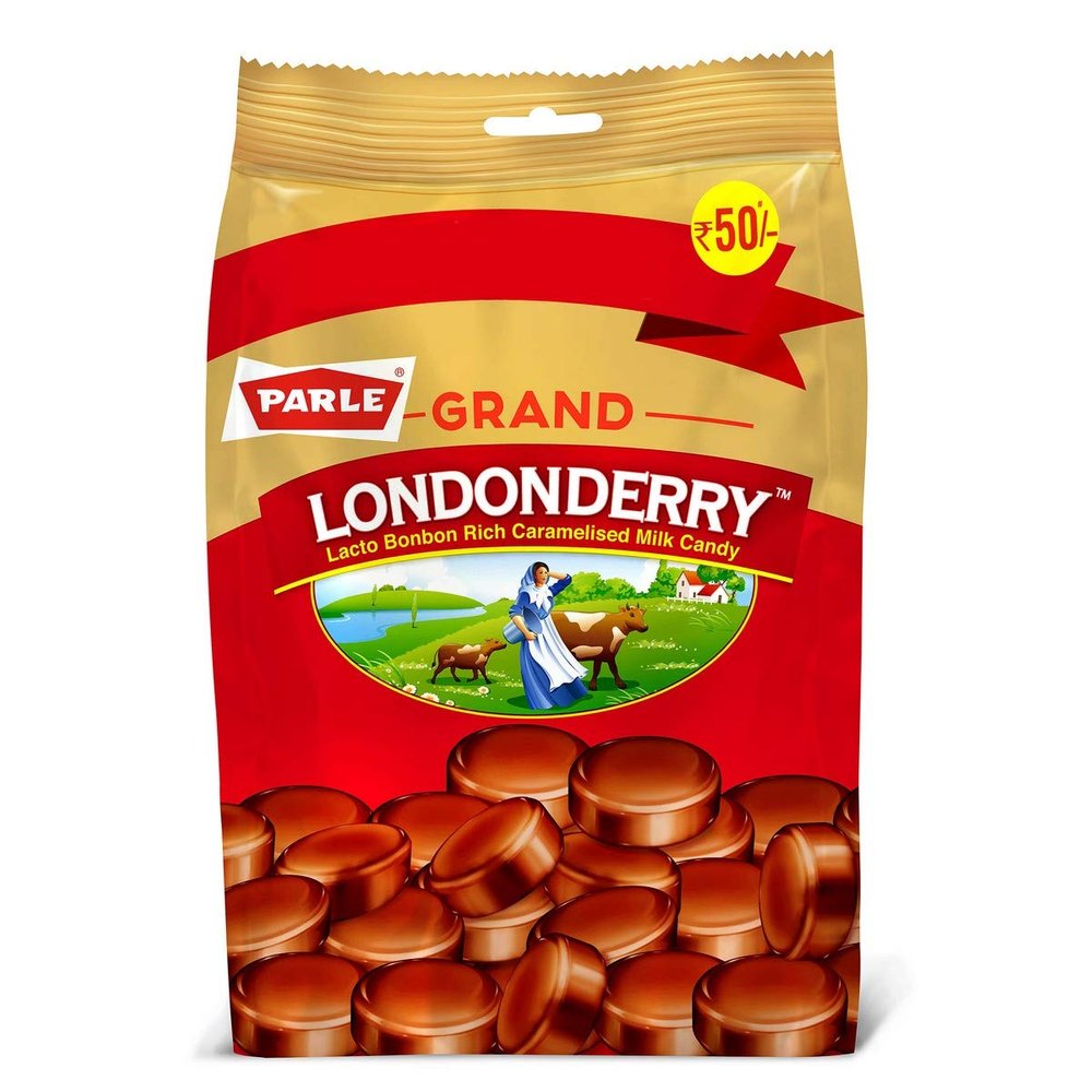 Parle Grand Caramel Londonderry Pouch, 198g - 217.8 Grams (Item Weight May Vary)
