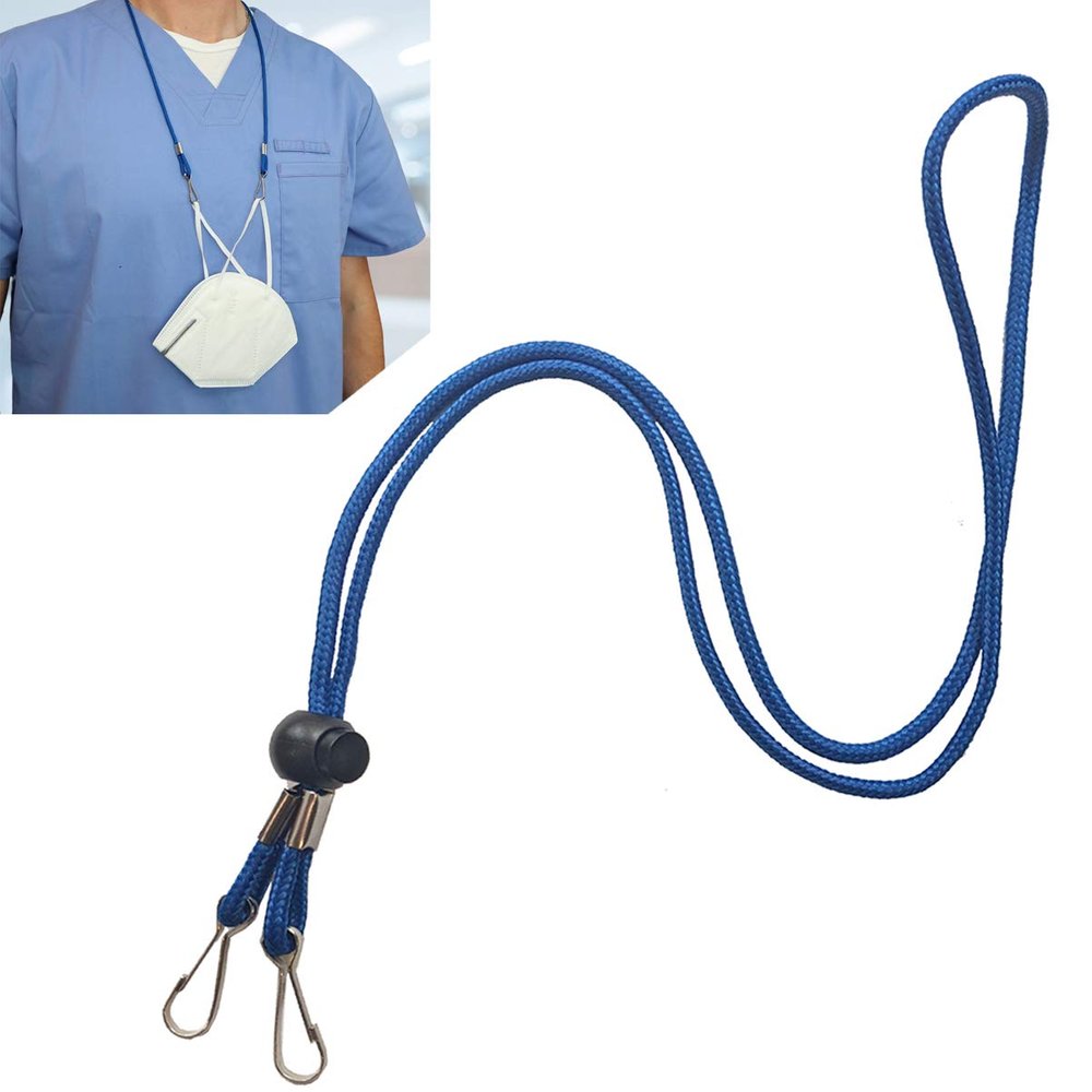 2 Pack - Adjustable Length Face Mask Lanyard - Handy & Convenient Safety Mask Holder & Hanger - Comfortable Around The Neck Facemask Rest & Ear Saver - Easy On & Off by Specialist ID (Royal Blue)