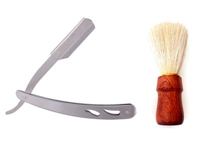 Foreign Holics Stainless Steel Razor and Natural Bristle Shaving Brush For Men