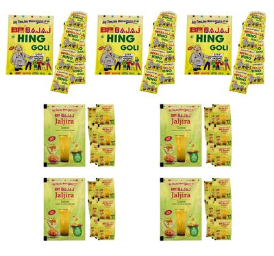 Bcp Bajaj Hing Goli (48+2 Free Sachet)(Pack of 3) & Jaljira Lemon (48+4 Free Sachet)(Pack of 4) | Natural & Digestive | Mukhwas, Mouth Freshener