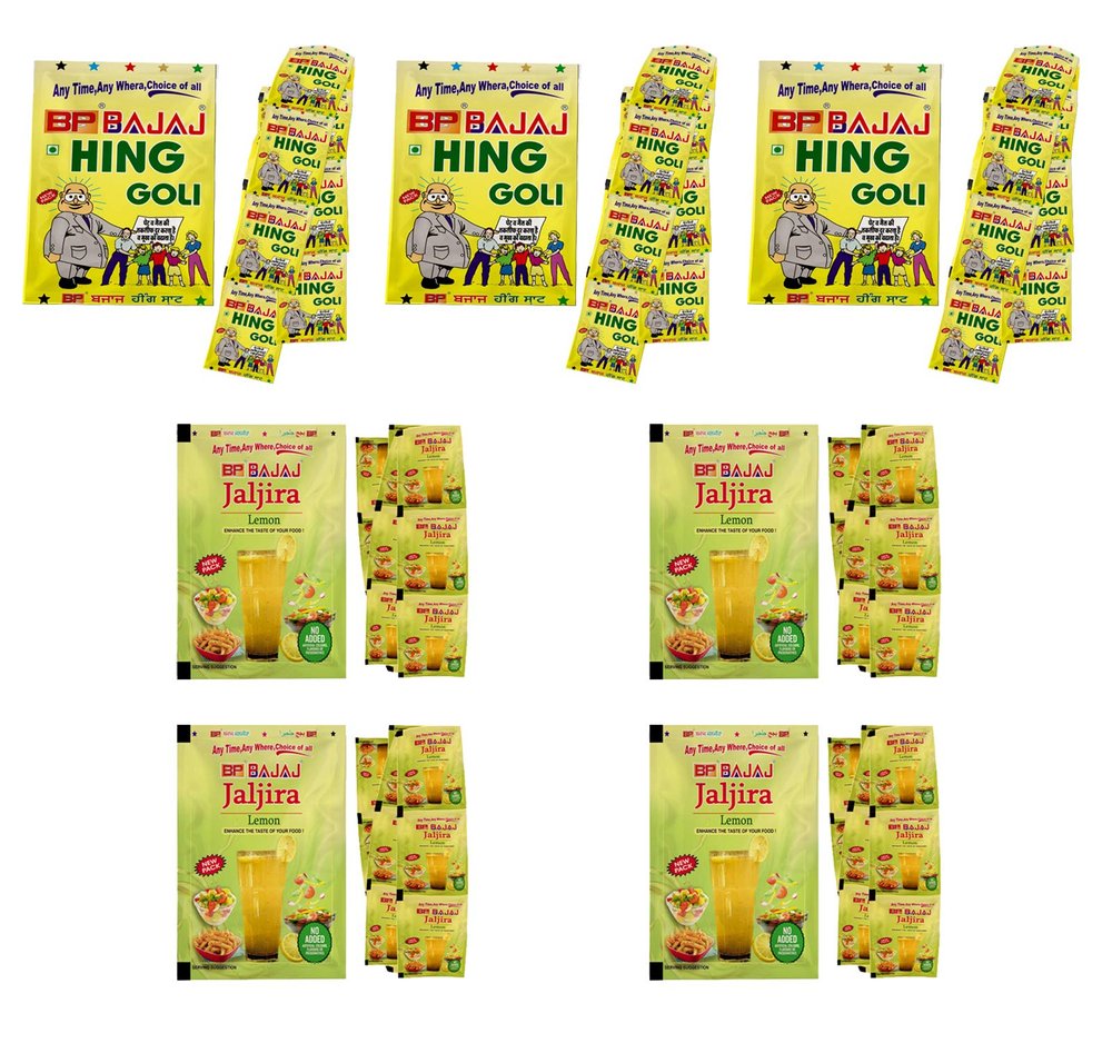 Bcp Bajaj Hing Goli (48+2 Free Sachet)(Pack of 3) & Jaljira Lemon (48+4 Free Sachet)(Pack of 4) | Natural & Digestive | Mukhwas, Mouth Freshener