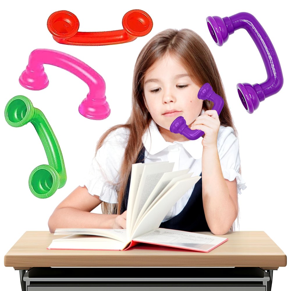 4E's Novelty Whisper Phones for Reading [4 Pack] Auditory Feedback, Hear Myself Sound Phone - Accelerate Reading Fluency, Comprehension & Pronunciation - Speech Therapy Materials Toys