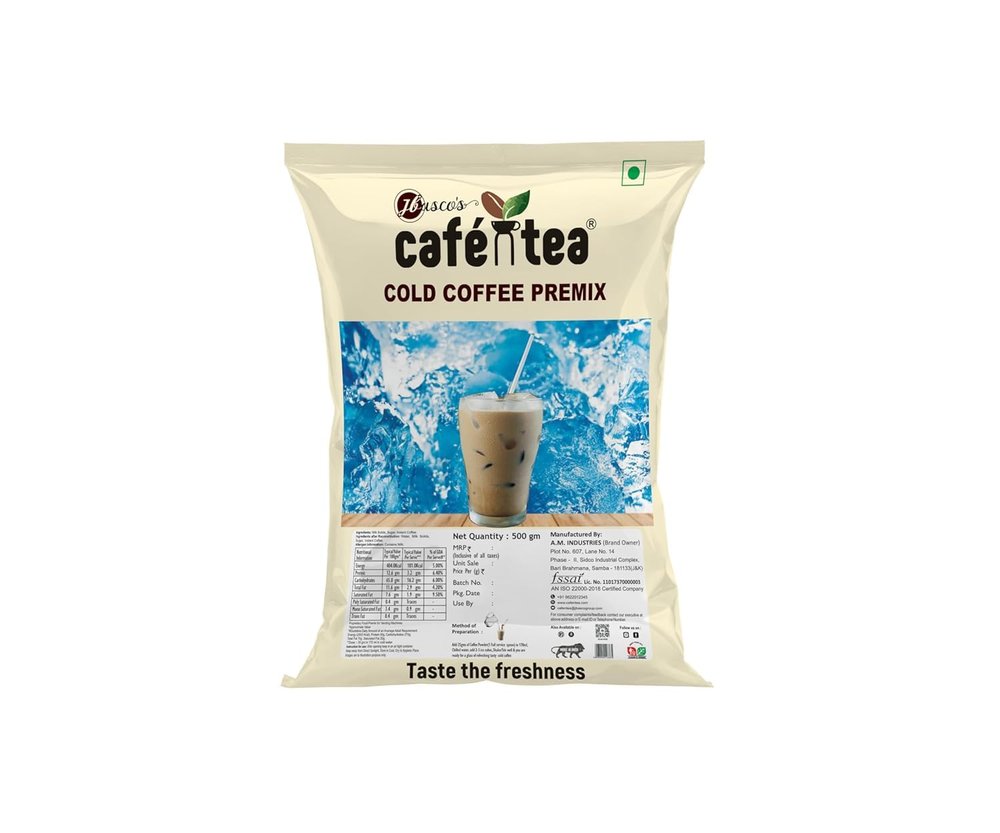 Caf N Tea Natural Instant Cold Coffee Premix Powder 500g Each |Instant Coffee Powder | Quick & Easy | Rich & Refreshing | Makes 20 Glasses per Pack | Pack of 2