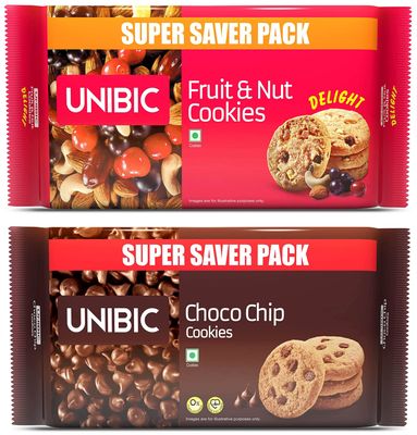 Unibic Choco Chip And Fruit N Nut Cookies Combo, 500Gram X 2 - Assorted