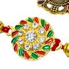 ascension 4 Silver Swastik Crystal Designer Rakhi Raksha Bandhan Gift Band Designer Rakhi for Brother bhaiya & 2 Dark Fantasy Cookies with Roli Tilak Card view 4