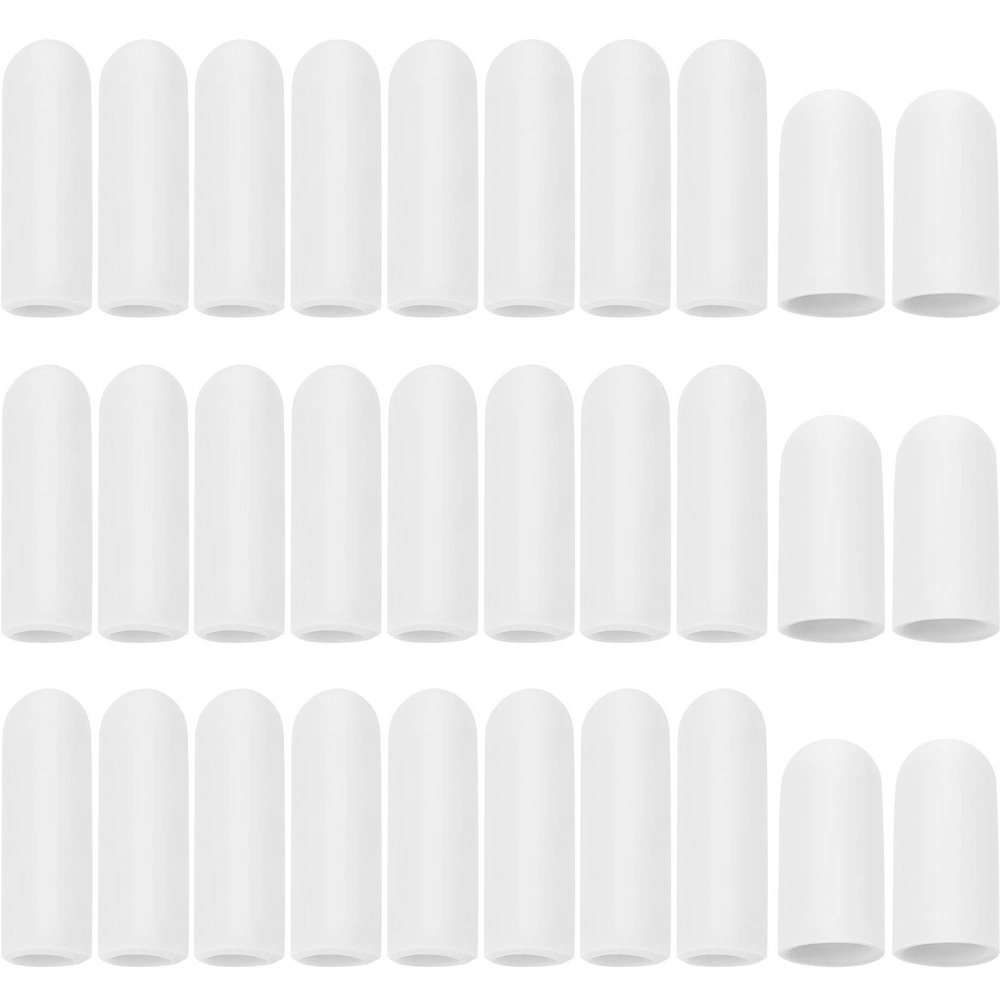 30 Pieces Gel Finger Protector Finger Cots Silicone Finger Cover Cap Gel Finger Sleeves Finger Support for Finger Cracking, Finger Trigger (White)