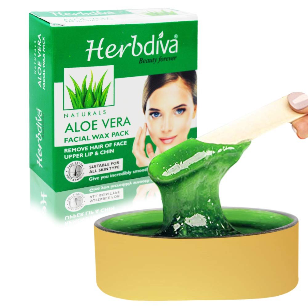 HERBDIVA Katori Facial Wax Aloe Vera, 80G | For Upper Lip, Facial Hair - Women