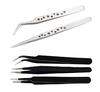 Axtella Set of 2 Anti-Static Stainless Steel Tweezers- Straight & Curved Tips With Set of 3 ESD Non-Magnetic Stainless Steel Tweezers- Straight, Flat & Curved Tips view 1