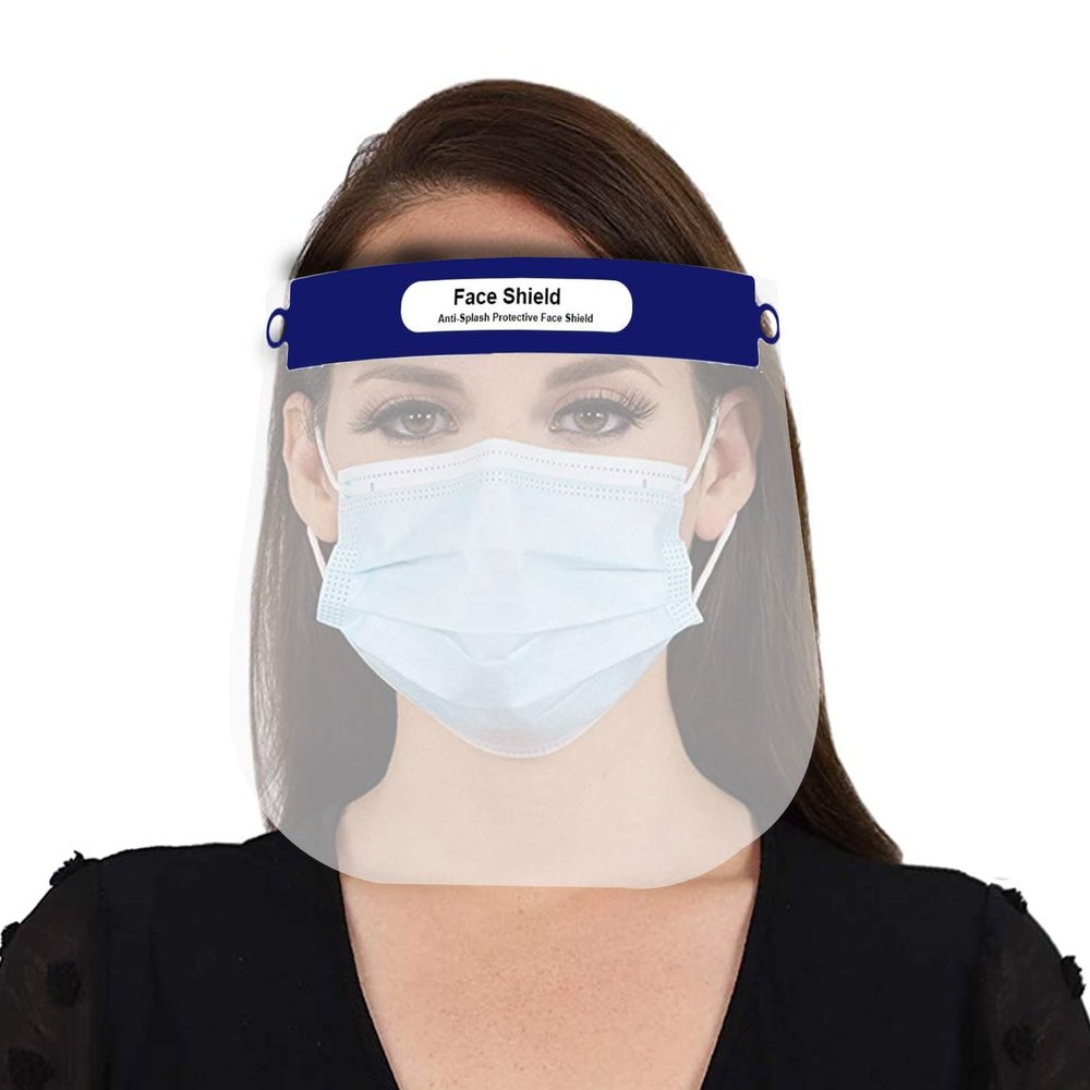 Zureni ORFS05 350 Micron Disposable Face Shield with Adjustable Elastic Strap Anti-Splash Single Use Protective Facial Cover Transparent Full Face Visor with Eye & Head Protection (5 PCS)