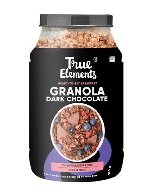 True Elements Crunchy Granola Dark Chocolate 900g - Granola for Breakfast | 23% Berries, Seeds & Almonds | 100% Wholegrain Cereal | Healthy and Tasty Breakfast