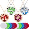 4 Pieces Aromatherapy Essential Oil Diffuser Pendant Locket Pendant Perfume Oil Jewelry Necklace with 14 Refill Pads and 24 Inch Adjustable Chain